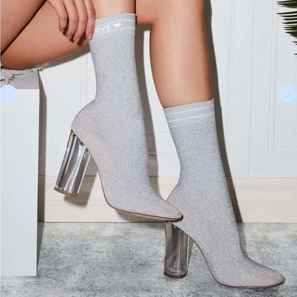 NWOB Aldo silver sparkly Lovelyy sock boots
